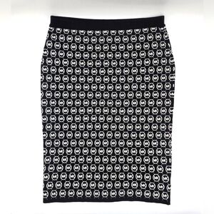 Michael Kors Black/White Logo Sweater Knit Pencil Skirt - Size XL - NWT